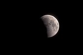 Eclipse totale de Lune en première phase partielle ; Eclipse totale de Lune du 10/12/1992 (4/12) [23h19 temps universel]L'ombre de la Terre recouvre progressivement la surface lunaire