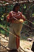 Coconut fibre spinning Kerala India 