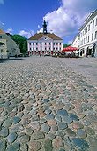 Large paved place of university town of Tartu Estonia