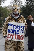 Person in Tiger costume protesting against climate change