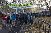 Ecologists carrying banner at Climate Change March London