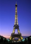 The Eiffel Tower illuminated in the twilight Paris France