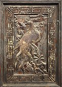 Chinese Bestiare on carries carved Jianshui Yunnan China ; Phoenix: mythical bird symbol of longevity. It is related on the summer, the red color, the South and fire.