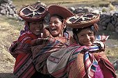 Girls in traditional clothe Cuzco Region Peru