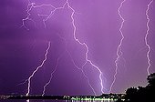 Storm causing lightning on Lake Leman France