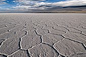 Immense salt desert named Salar of Uyuni Bolivia ; This is the largest salt desert in the world (12106 km2).<br>Altitude : 3653 m
