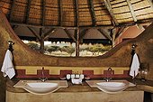 Savanna seen from the bathroom of a luxury lodge Namibia