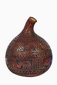 Hand carved calabash decorating a luxury lodge Namibia