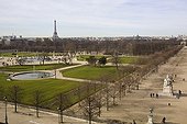 Tuileries garden and Tour Eiffel seen from Louvre Paris