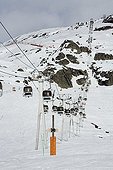 Mountain lifts at Alpes-d'Huez ski resort in Isère  France