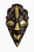 Mask from Nigeria ; Masks are part of ceremonial costumes and are used in social and religious events. Coin mask to celebrate wealth from Nigeria