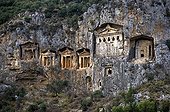 Greek tombs built in the mountains Caunos Turkey