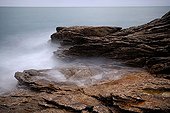 Quiberon reefs and waves at the end of the day France