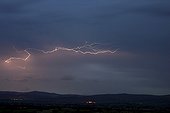 Intercloud lightning over the Beaujolais Mountains France ; Location: St julien-de-Jonzy.