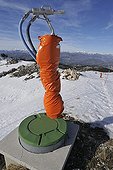 Snow gun on the edge of a ski slope Alps France  ; Location: on the slopes of Cheiron, Gréolières les Neiges 