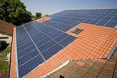 Photovoltaic panels on the roof of a farm building 