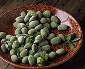 Almonds in a dish on a garden terrasse