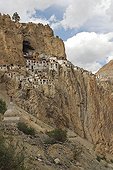 Village and monastery of Phuktal mountainside India 
