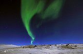 Aurora borealis during a full moon night Greenland  ; Polar night