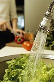 Faucet open in the kitchen