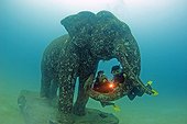 Stone Elephant and Diver, Phuket, Andaman Sea, Thailand