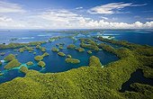 Aerial view of Rock Islands Palau Micronesia
