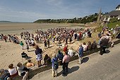 Public at a demonstration against the green tides Brittany ; Story : "Green tide in Brittany - 2009"