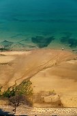 Green tide pollution on beach and sea Brittany France ; In the Saint-Brieuc bay.