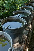 Chain buckets filled with water in the Garden of Paradise Tarn 