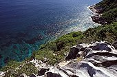 Rivage rocheux de l'île Aride Seychelles
