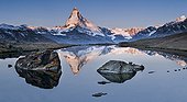 Reflection over the Matterhorn on the lake of Stellisee