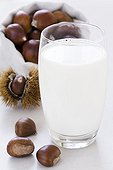 Glass of Chestnut Milk and Chestnuts Bag 