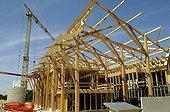 Building a straw house-frame wood France  ; Pose and structure in Douglas Spruce coated natural lowland bioclimatic energy HQE<br>Orchard House Landscape and Energy 