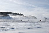 Snowmaking on a ski slope The Fourgs Doubs France