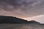 Vesper storm and lightning on Lake Bourget France