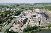 Aerial view of the industrial Sarralbe France ; Installations of the company INEOS. Petrochemicals and plastics 