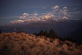 Landscape of mountains at dusk Nepal Himalayas