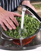 Washing curly kale