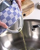 Straining curly kale