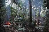 Hunting camp of a group of Pygmies Baaka Cameroon