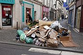 Garbage accumulating in the street during a strike France