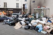 Garbage accumulating in the street during a strike France