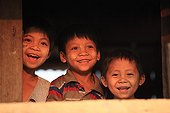 Children watching the sunset in Burma