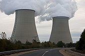 Road and Nogent Nuclear Power Plant France ; Year built : 1981<br>Its two nuclear reactors develop a unit capacity of 1300 MW, producing about a third of the yearly electricity consumption of Île-de-France. Each cooling tower (air cooling) is 165 m high. 