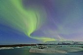 Northern Lights over Jökulsárlón glacier lake Iceland