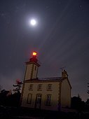 Fire Combrit Light House under the Full Moon Britain France  ; Fire Combrit Sainte Marine stands well on a sky dominated by a bright full moon less than usual, since eclipsed by the shadow of the Earth. 