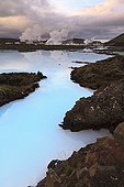 Blue Lagoon and geothermal Reykjanes Iceland  ; Hot water at 39 ° C following the natural geothermal activity and whose color is due to the presence of silica 