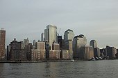 Buildings in the southern tip of Manhattan New York ; View from a boat cruise.