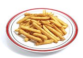 plate of french fries on a white background
