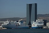 Ferry boats in the Marseille harbour in France
